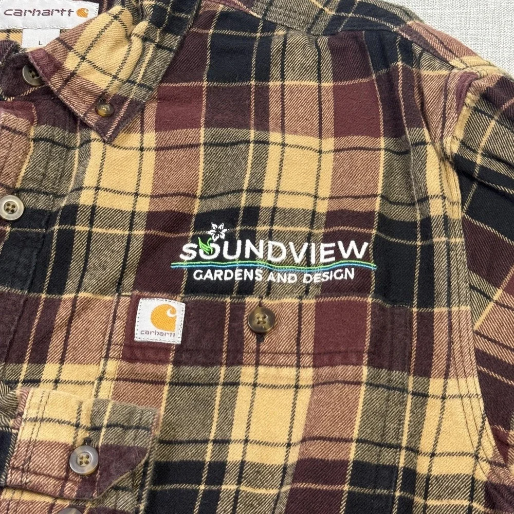 Carhartt Flannel Shirt Men L Multicolor Plaid Long Sleeve Button Cotton Workwear